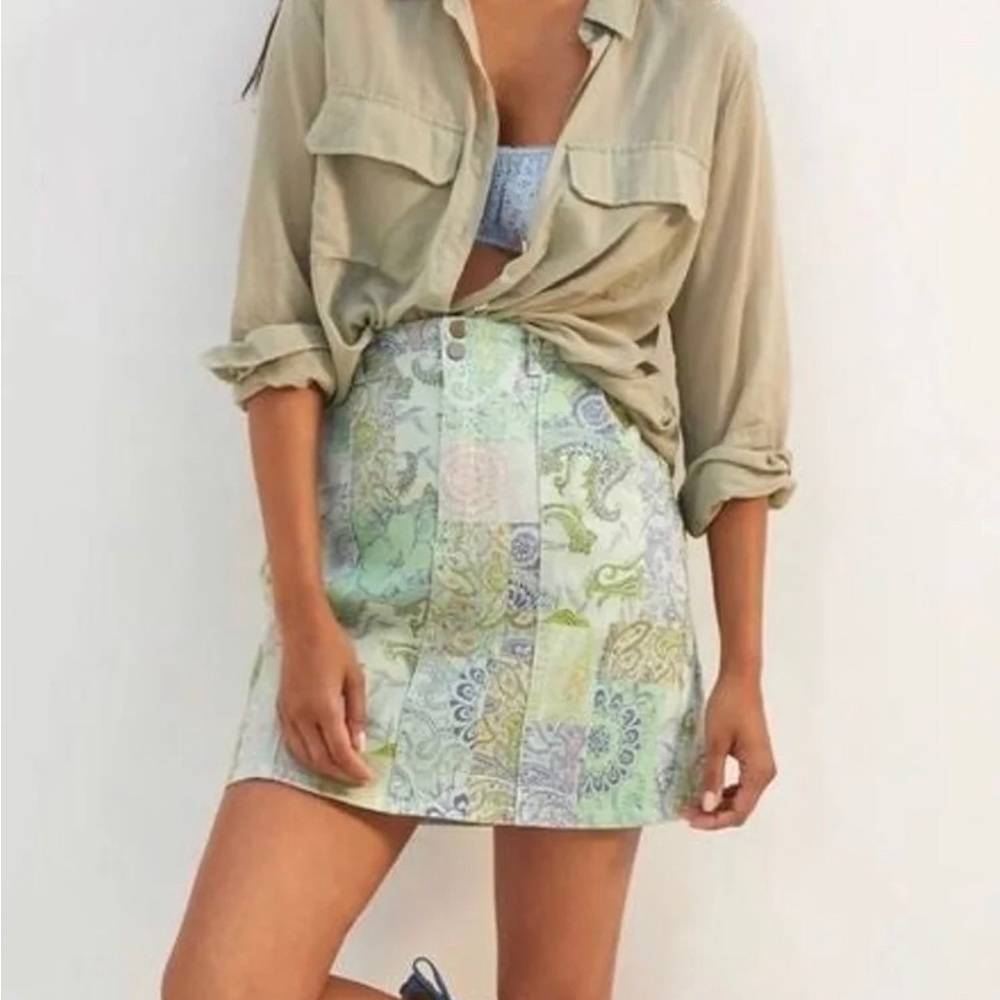 Pilcro Patchwork Mini Skirt